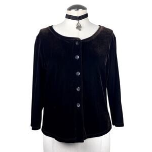 Vtg 90's Also Known As Brown Velvet Button Down Cardigan Whimsigoth Grunge Sz S